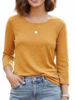 NWT OLD NAVY Minimalist Twist Open Back Long Sleeve Shirt Mustard Yellow Small